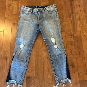 KUT light wash distressed skinny jean